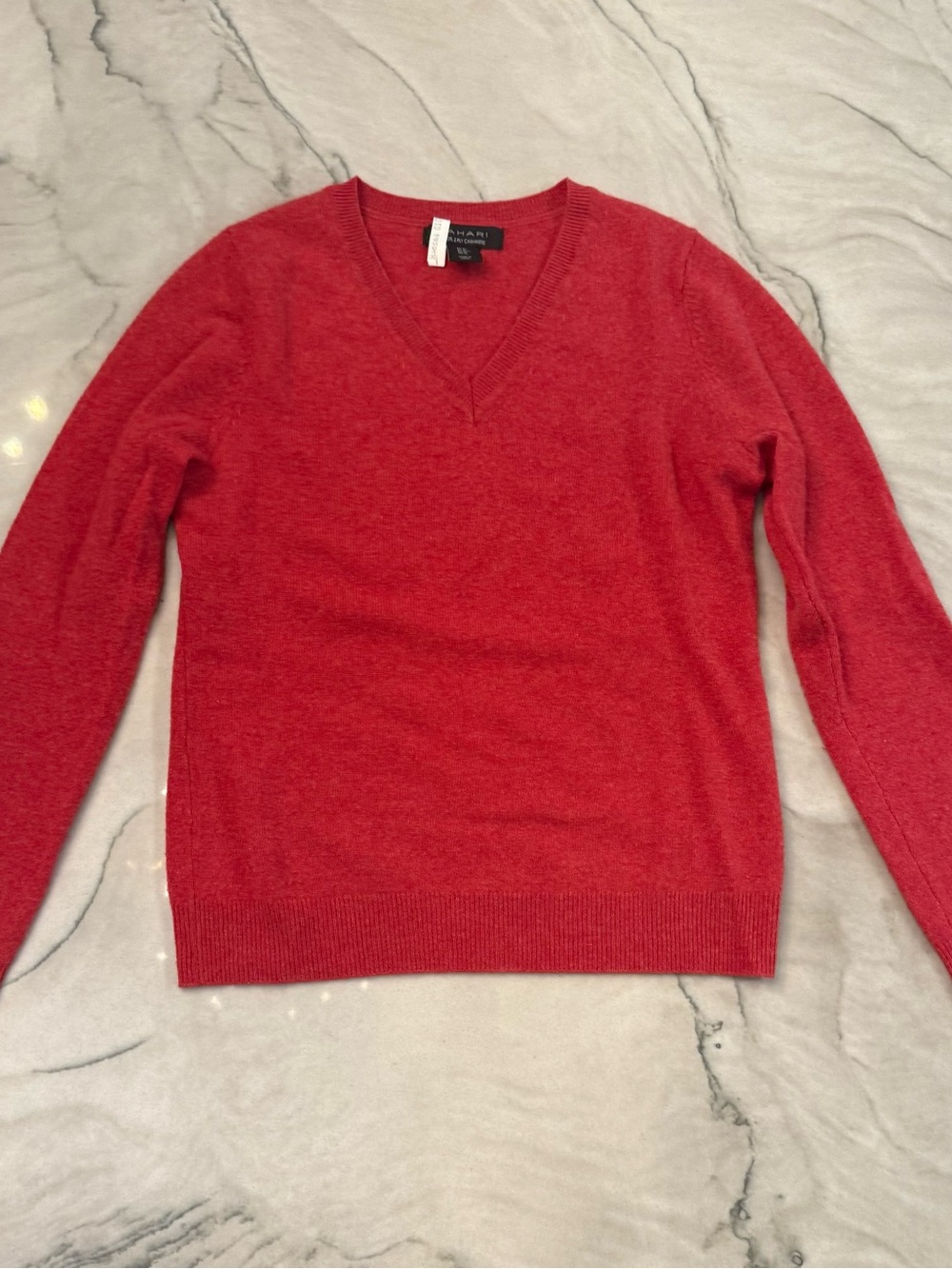 Tahari Red V-Neck Cashmere Sweater